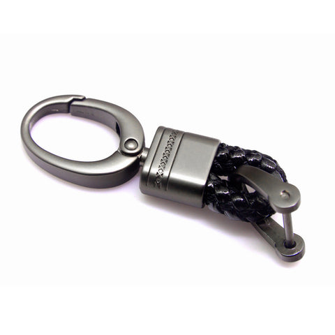 Blue/ Black/ Pink/ Red/ Black Red/ Black White/ Black Yellow Braided Leather Gun Metal Wrist Key Chian Ring Car Keychain Universal Fit