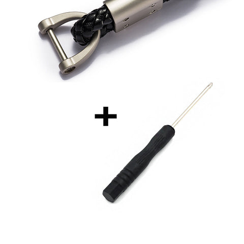 Blue/ Black/ Pink/ Red/ Black Red/ Black White/ Black Yellow Braided Leather Gun Metal Wrist Key Chian Ring Car Keychain Universal Fit