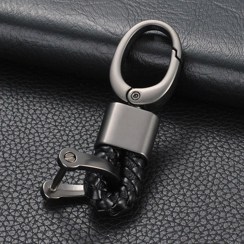 Blue/ Black/ Pink/ Red/ Black Red/ Black White/ Black Yellow Braided Leather Gun Metal Wrist Key Chian Ring Car Keychain Universal Fit