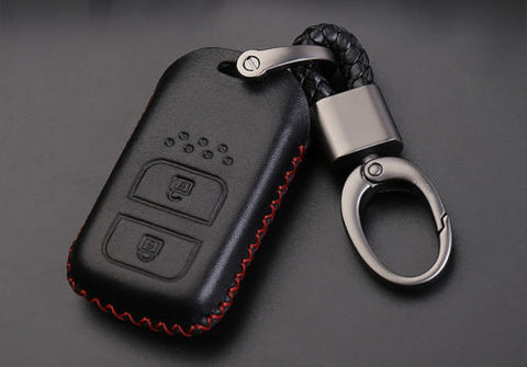 Blue/ Black/ Pink/ Red/ Black Red/ Black White/ Black Yellow Braided Leather Gun Metal Wrist Key Chian Ring Car Keychain Universal Fit