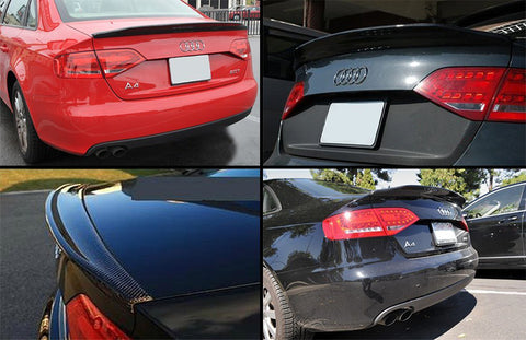 Rear Trunk Lid Spoiler Wing Carbon Fiber Trim for 2013 - 2016 Audi A4 B8.5 / Quattro 4-Dr