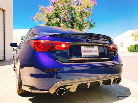 Carbon Fiber Rear Diffuser S Style Bumper Lip Body Kit For Infiniti Q50 2014-17