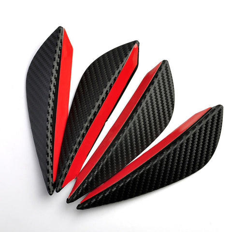 4pcs Carbon Fiber Pattern Bumper Lip Fins Canards Splitters Diffuser(Matte Grey /Black)