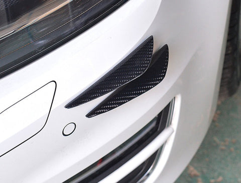 4pcs Carbon Fiber Pattern Trim Bumper Fins Diffuser Canards Splitters Kits(Grey/Black)