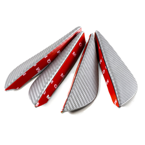 4pcs Carbon Fiber Pattern Bumper Lip Fins Canards Splitters Diffuser(Matte Grey /Black)