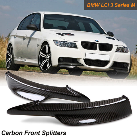 Carbon Fiber Front Splitters Bumper Lip Covers Air Dams For BMW E90 E91 LCI M Tech 2009-2011