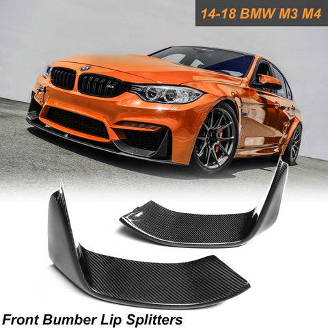 1 Set Carbon Fiber Splitters Bumper Spoiler Lips Set For 2014-2018 BMW M3 M4 F80 F82 F83