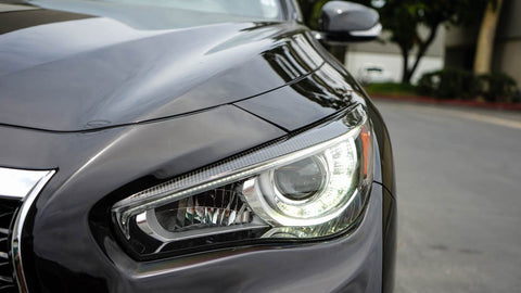 Carbon Fiber Eyelid Covers Headlight Eyebrow Lids Fit Infiniti Q50 2014-2017