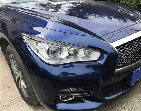 Carbon Fiber Eyelid Covers Headlight Eyebrow Lids Fit Infiniti Q50 2014-2017