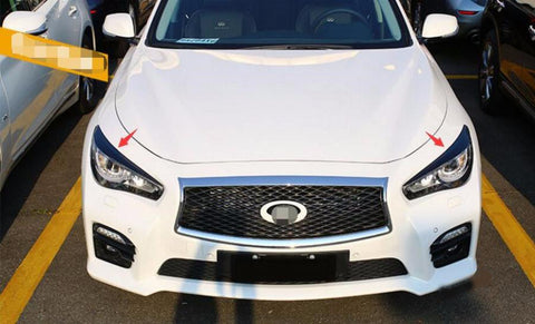 Carbon Fiber Eyelid Covers Headlight Eyebrow Lids Fit Infiniti Q50 2014-2017