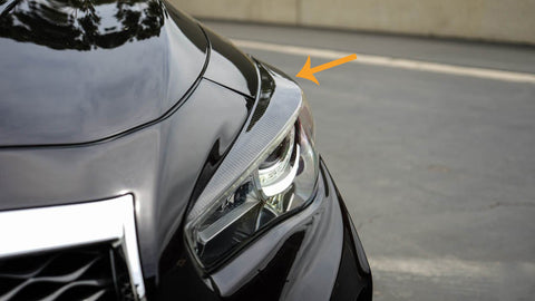 Carbon Fiber Eyelid Covers Headlight Eyebrow Lids Fit Infiniti Q50 2014-2017