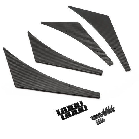 1 Set Carbon Fiber Pattern / Black Bumper Lip Fins Canards Splitters Body Spoiler Sporty JDM Racing Style Diffuser Universal Fit