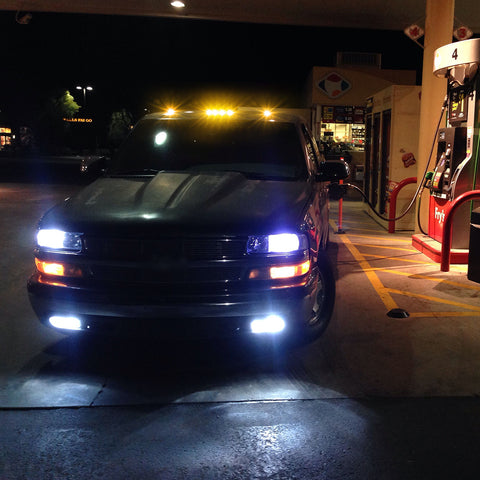 Cab Marker Roof Running Lights Assembly for Chevrolet Silverado 1500 2500 3500 HD Classic 2002-2007, Amber Trunk LED Cab Roof Marker Clearance Light Kit Fit GMC Sierra 1500 2500 3500 HD Classic 2002-2007