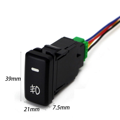 Factory Style 4-Pole 12V Push Button Switch w/ LED Background Indicator Lights For Fog Lights, DRL, LED Light Bar, etc (39mm Standard Size)