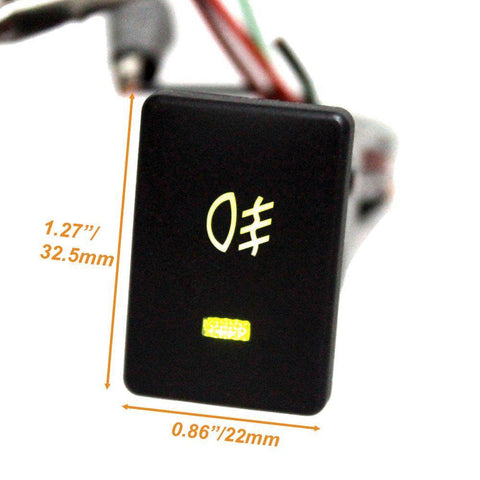 Factory Style 4-Pole 12V Push Button Switch w/ LED Background Indicator Lights For Fog Lights, DRL, LED Light Bar, etc (200 Series For Toyota, 32.5x22mm)