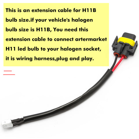 H8B H9B H11B Socket Female Adapter LED Headlight Bulbs Conversion Harness Cable Socket Plug Adapter Wires (2pcs/pk)