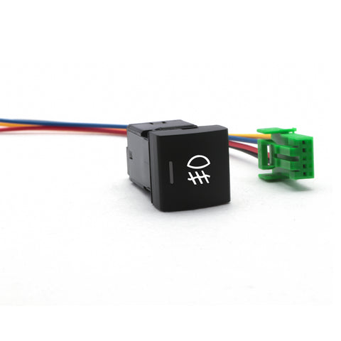 Factory Style 4-Pole 12V Push Button Switch w/ LED Indicator Lights Compatible With Fog Lights Direct Fit Toyota Camry Corolla (Size: 22.8 x 22.5 mm)