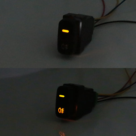 Factory Style 4-Pole 12V Push Button Switch w/ LED Indicator Lights Compatible With Fog Lights, DRL, LED Light Bar, Fit Mitsubishi Lancer Outlander Pajero Montero Sport (1.53" X 0.82")