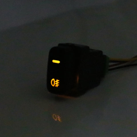 Factory Style 4-Pole 12V Push Button Switch w/ LED Indicator Lights Compatible With Fog Lights, DRL, LED Light Bar, Fit Mitsubishi Lancer Outlander Pajero Montero Sport (1.53" X 0.82")