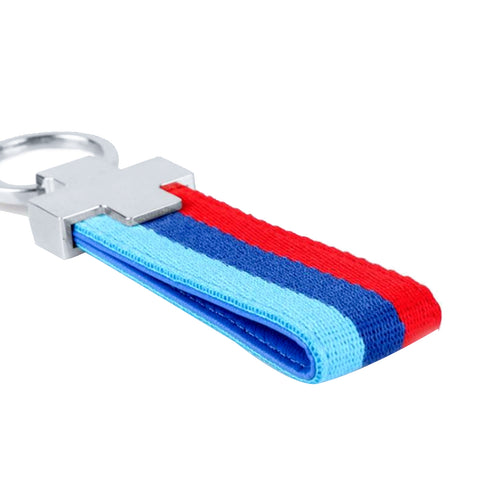 1x Flag Stripe Nylon Band w/ Inner Leather Key Fob Chain Keychain Ring For Audi BMW Mercedes Porsche etc Germany/M-colored/Italian Flag