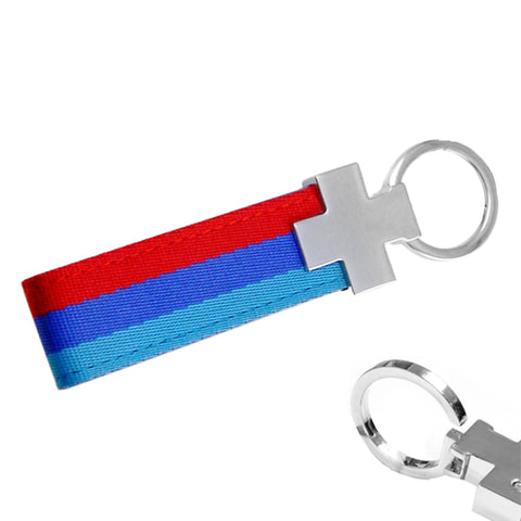 1x Flag Stripe Nylon Band w/ Inner Leather Key Fob Chain Keychain Ring For Audi BMW Mercedes Porsche etc Germany/M-colored/Italian Flag