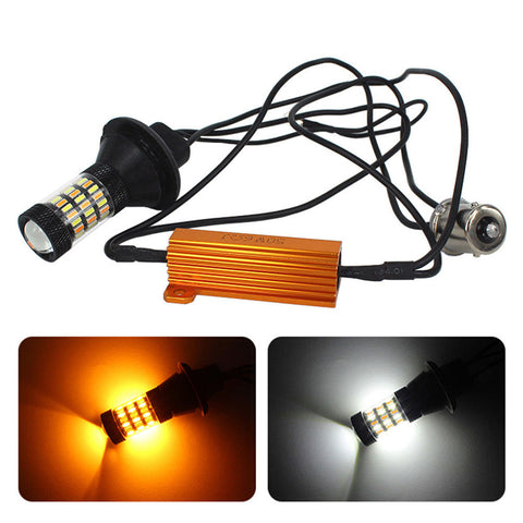 No Hyper Flash 1156B BAU15S Switchback LED CREE Bulbs for DRL Turn Signal Lights