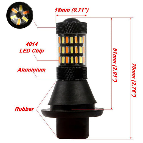 No Hyper Flash 1156B BAU15S Switchback LED CREE Bulbs for DRL Turn Signal Lights