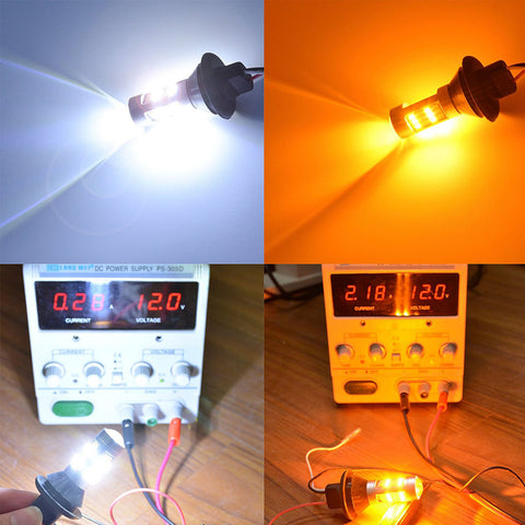 No Hyper Flash 1156B BAU15S Switchback LED CREE Bulbs for DRL Turn Signal Lights