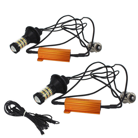 No Hyper Flash 1156B BAU15S Switchback LED CREE Bulbs for DRL Turn Signal Lights