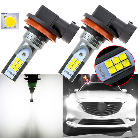 6000K Xenon White\ 3000K Gold Yellow 12-SMD 3030 H11 H9 H8 Cree LED Bulbs for 2006-17 Honda Civic CR-V Fit Fog Light Driving