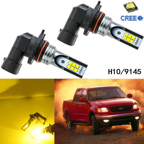 6000K Xenon White\ 3000K Gold Yellow H10 9145 CREE LED Bulbs for 2002-2017 Ford F-150 Buick Chevrolet Fog Driving Lights DRL