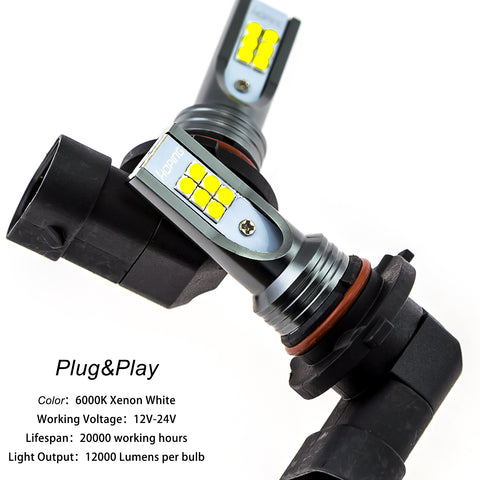 6000K Xenon White\ 3000K Gold Yellow H10 9145 CREE LED Bulbs for 2002-2017 Ford F-150 Buick Chevrolet Fog Driving Lights DRL