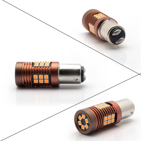 1157 3000K Yellow Amber 30-SMD LED Bulbs for Turn Signal Side Marker Light