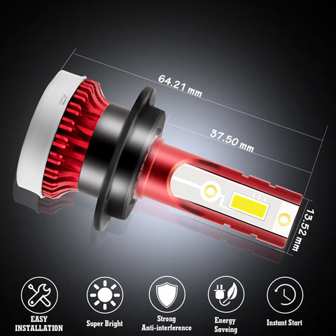 6000K Super White H7 LED Headlight Replacement Bulbs