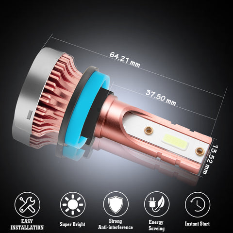 2PCS H8 H9 H11 LED Fog Driving Light Bulb with Super Bright COB LED Chips Replace for Daytime Running Light DRL Fog Light Lamp Bulbs, 8000K Ice Blue