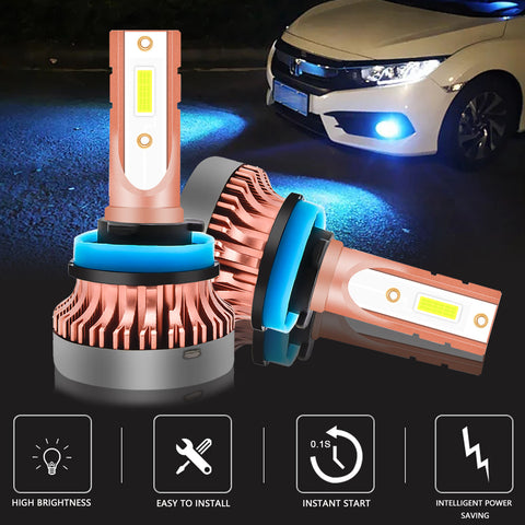 2PCS H8 H9 H11 LED Fog Driving Light Bulb with Super Bright COB LED Chips Replace for Daytime Running Light DRL Fog Light Lamp Bulbs, 8000K Ice Blue