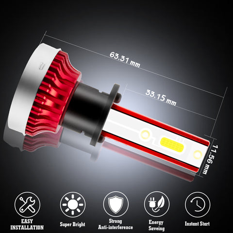 H1 6000LM LED Bulbs High Beam White 6000K Super Bright