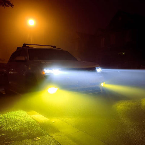 2PCS 9005 9011 HB3 LED Fog Driving Light Bulb with Super Bright COB LED Chips Replace for Daytime Running Light DRL Fog Light Lamp Bulbs, 3000K Golden Yellow