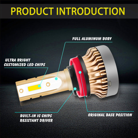 2PCS H8 H9 H11 LED Fog Driving Light Bulb with Super Bright COB LED Chips Replace for Daytime Running Light DRL Fog Light Lamp Bulbs, 3000K Golden Yellow