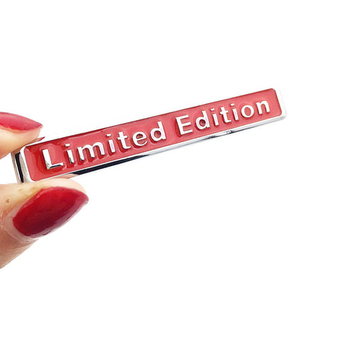 2x Limited Edition Logo Emblem Metal Badge Sticker for Car Side Door Fender Rear Trunk 2.5" x 0.4" (RED)