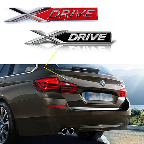 1x Red/Black X Drive Car Trunk Lid Fender Body Emblem Sticker For BMW X1 X3 X5 X6 (Black/Red)