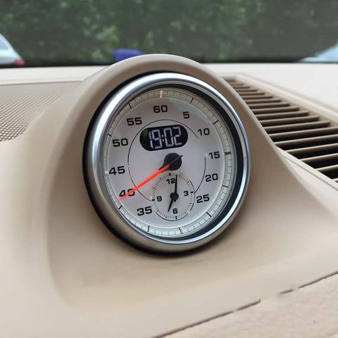 Interior Guard Dial Gauge Face Cover Trim Sporty Chrono Instrument Overlay for Porsche Macan Boxster Cayenne Cayman 991 Panamera 970 (White)