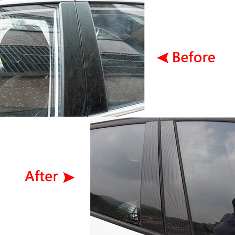 Carbon Fiber Print Window Pillar Posts Pre-Cut Strip Trim Decal Stickers 8pcs For Toyota RAV4 2015 2016 2017 2018 2019