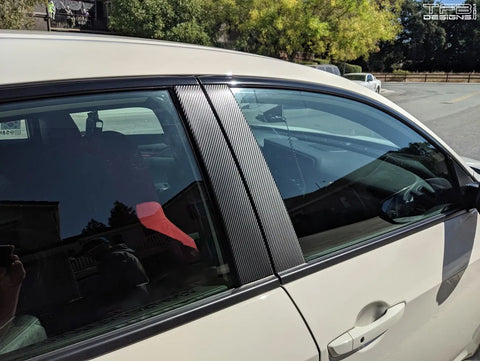 Carbon Fiber Print Window Pillar Posts Pre-Cut Strip Trim Decal Stickers 8pcs For Toyota RAV4 2015 2016 2017 2018 2019