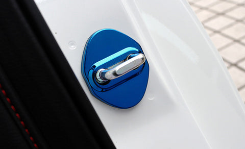 Steel Blue Door Lock Lockstitch Decor Cover Trim 4x For Honda Toyota Subaru Mazda Hyundai Kia