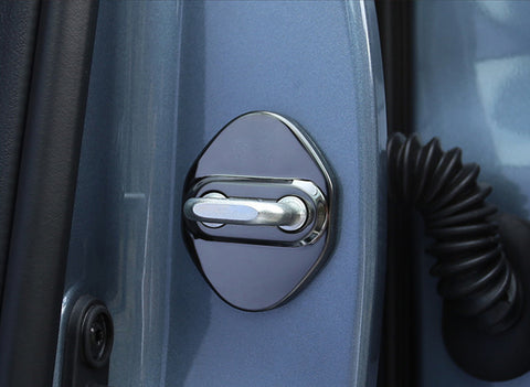 Steel Black Door Lock Lockstitch Decor Cover Trim 4x For Honda Toyota Subaru Mazda Hyundai Kia