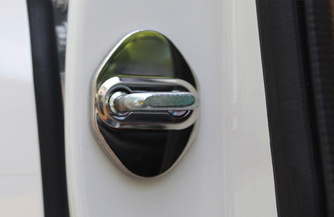 Steel Silver Door Lock Lockstitch Decor Cover Trim 4x For Honda Toyota Subaru Mazda Hyundai Kia