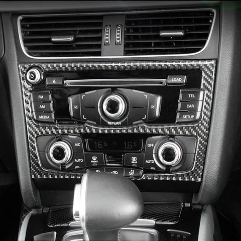 Carbon Fiber Center Console Air Condition CD Panel Frame Cover Trim Sticker For Audi A4 A5 Q5