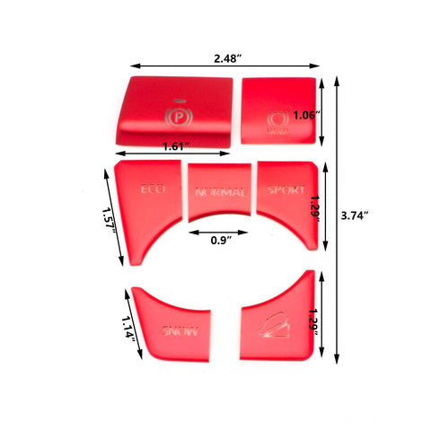 Red Gear Accessories P Gear Brake Hold Function Button Frame Trims 7 Pieces For Toyota RAV4 2019