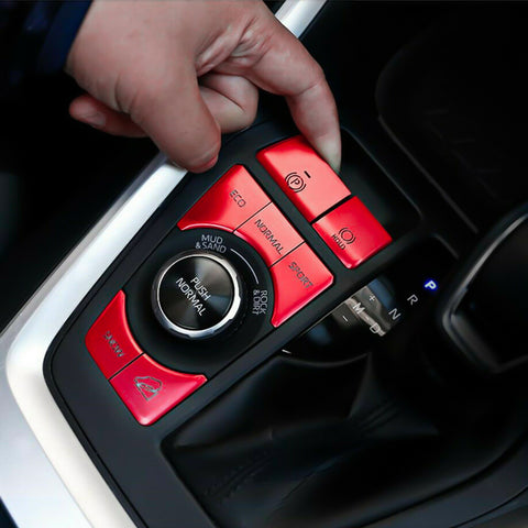 Red Gear Accessories P Gear Brake Hold Function Button Frame Trims 7 Pieces For Toyota RAV4 2019